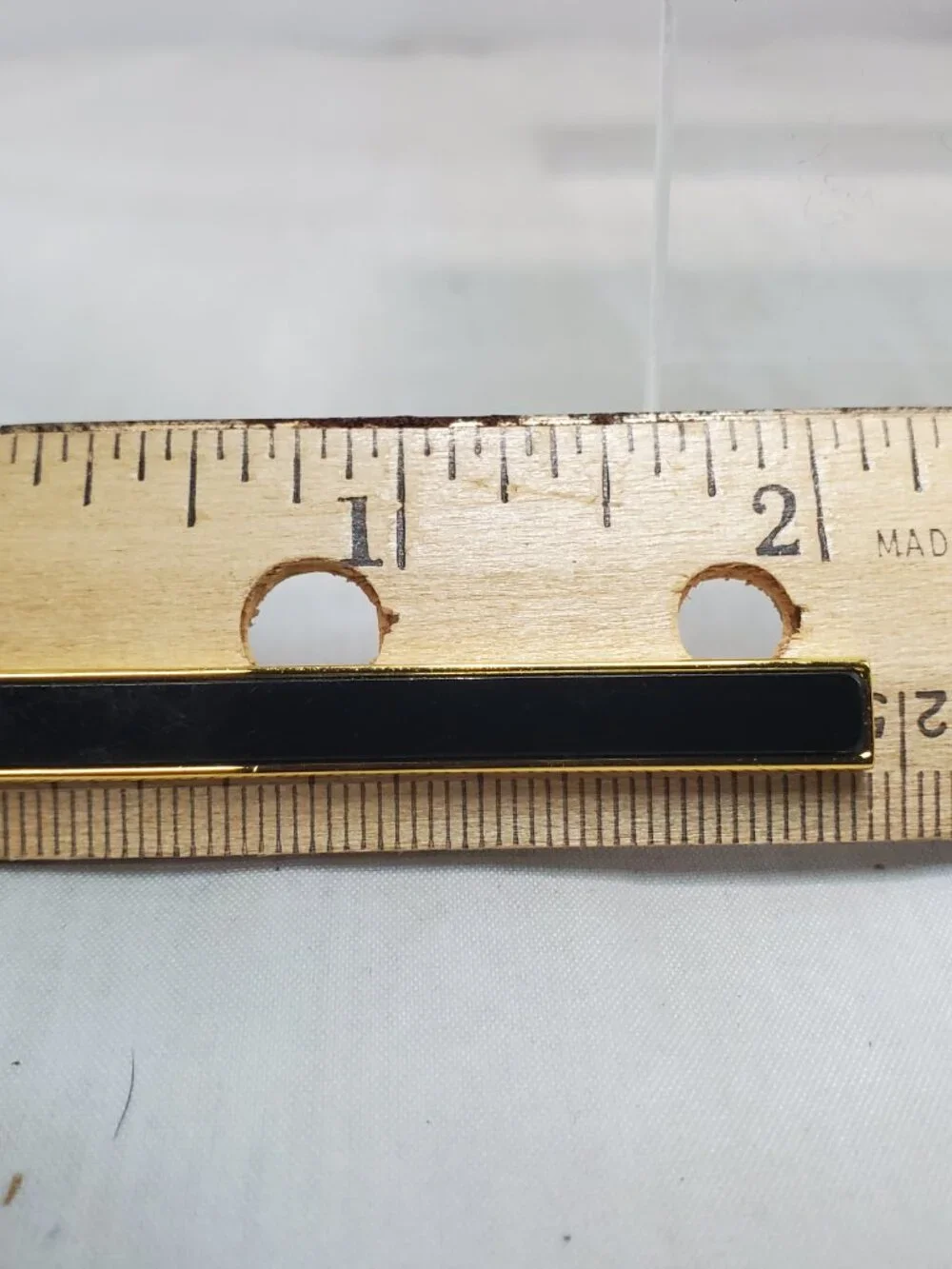 Vintage 14K Gold-Plated Brass Black Enamel Tie Clip & Cufflinks 3 Pc Set